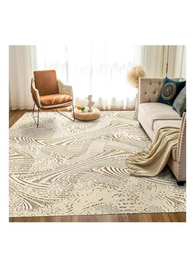 Buy Interior Luxurious Modern Rectangular Anti-Slip Carpet Made of High Quality Polyester in UAE