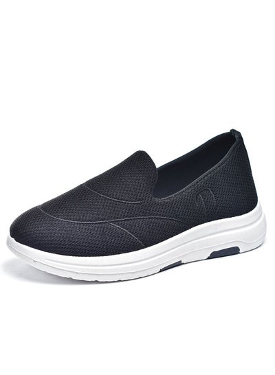 Buy Side Embroidered Slip-on Knit Black Sneakers For Women in Egypt