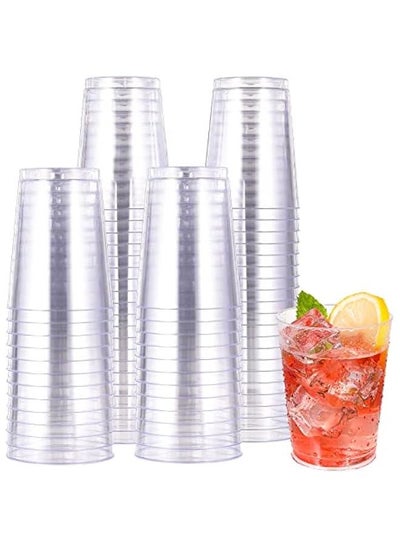 Buy 100 Pack Heavy-duty Clear Plastic Cups Tumblers for Thanksgiving, Fathers Day Party, Disposable Glasses 10 oz in Saudi Arabia