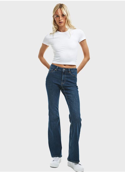 Buy Pu Flared High Waist Jeans in Saudi Arabia