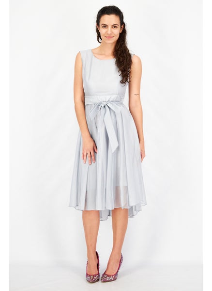 Buy Women Textured Midi Dress, Grey in UAE