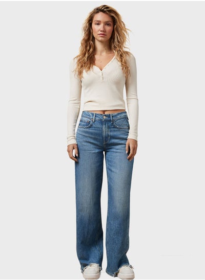 Buy High Waist Wide Leg Jeans in Saudi Arabia