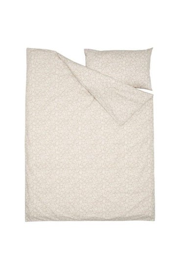 Buy Duvet cover and pillowcase, beige/white, 150x200/50x80 cm in Saudi Arabia