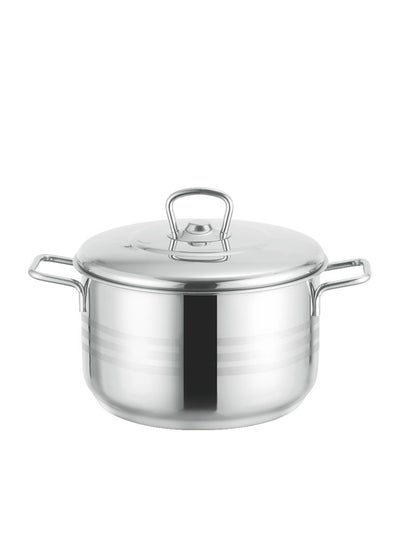 Buy Estra Stainless Steel Cooking Pot 26CM Silver With 5 Induction Layers Bottom in Saudi Arabia