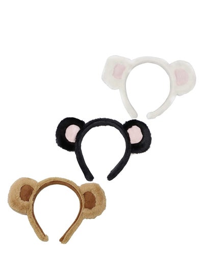 اشتري 3 Pack Fluffy Bear Ears Headband lovely Animal Ears Hairdband Headwear Fun Shower Makeup Hair Hoop for Girls Womens في السعودية