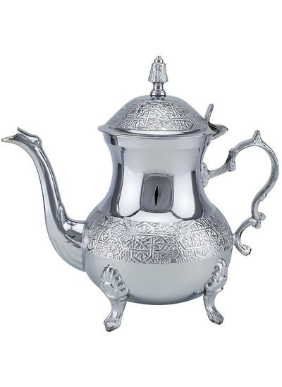 Buy Moroccon Tea Pot Flower Engraving Design Material Brass - 700ml in UAE