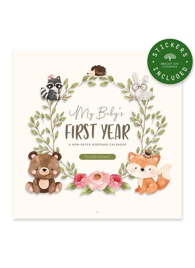 Buy Baby'S First Year Book & Calendar With 54 Stickers By Bright Day Capture Milestones With Baby'S First Year Calendar Keepsake Memory Journal For Newborns in UAE