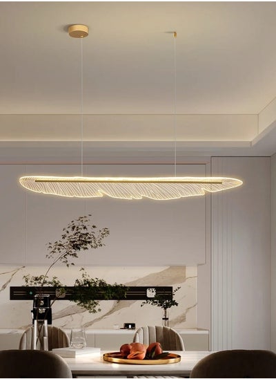 Buy Modern ceiling chandelier in the shape of a feather with three lights, size 120 cm in Saudi Arabia