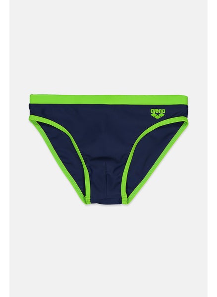 Buy Men Band Logo Drawstring Swimming Brief, Navy and Lime in Saudi Arabia