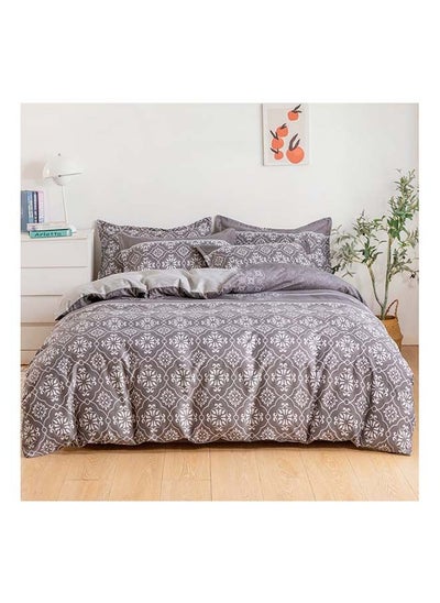 اشتري 6-Piece King Size Duvet Cover Set Microfibre Schooner 1 Duvet Cover 220x240 cm, 1 Fitted Sheet 200x200+25 cm, 4 Pillow Cases 48x74cm Multicolour في الامارات