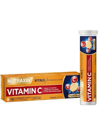 اشتري NUTRAXIN VITALS Vitamin C Effervescent 15 Tablets في الامارات