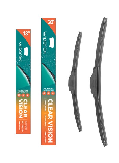 اشتري WiperEx Wiper Blades for Opel CorsaD 2006 2007 2008 2009 2010 2011 2012 2013 2014 2015 20" + 18" All Weather, Uniform Wiping, Premium Rubber, Perfect Fit, Silent, Reduced Wind Lift (Set of 2) في الامارات