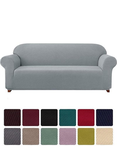 Buy Four Seater Exquisitely Full Coverage Sofa Cover Light Grey 235-300cm in UAE