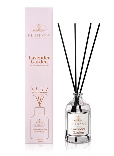 Buy Lavender Garden  Reed Diffuser Aromatherapy Home Fragrance,110 ml Comforting and Therapeutic Fragrance Floral Aroma Stress Relief Relaxation Made Of Naturally Scented Oils Air Freshener in UAE