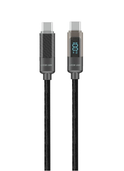 Buy Digital Display Cable USB-C to USB-C / 100W Charging / Long Length / 10000 Bends / Charge & Sync / Secure & Safe / High Transfer Speed / Quick Charge Technology / Wide Compatible / LED Light - Black in UAE