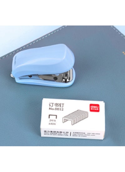 اشتري Deli Mini Stapler With 640 Standard Staples, 12 Sheet Capacity Desktop Stapler For Student, Office, Blue في السعودية