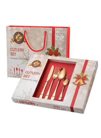 اشتري 24-Piece Stainless Steel Cutlery Set with Gift Packing Rose Gold في الامارات