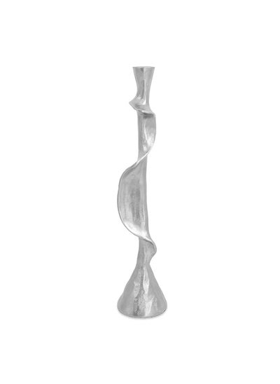 اشتري Ruly Taper Candle Holder, Silver - 8X44 Cm في الامارات