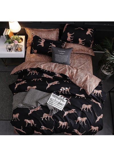 اشتري 3-Piece Animal Printed Double-Faced Design Cotton Duvet Cover Set Without Fitted Bed Sheet Multicolor Queen في السعودية