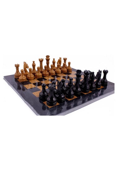 اشتري RADICALn 16 Inches Handmade Black and Golden Original Hand Crafted Marble Full Chess Game Set في الامارات