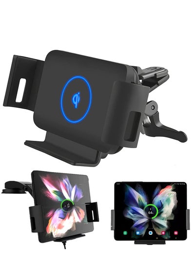 Buy 15W Qi Wireless Car Charger Mount Holder Compatible for Galaxy Z Fold3 Fold2 Fold S22 Ultra Google Pixel 6 Pro iPhone 14/13/12/11 Max Phone Auto Clamp Fast in Saudi Arabia