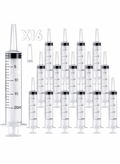 Buy 20ml Plastic Syringe, Large Syringes Tools for Liquid, Sterile and Individually Sealed for Measuring, Watering, Refilling, Feeding Pets, Scientific Labs, Oil or Glue Applicator, 16 Pack in UAE