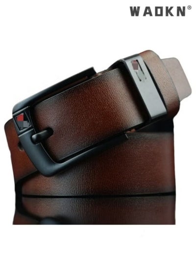 Buy Leather Dress Belts for Men Women,Retro Student Versatile Wide Belt Fashion Needle Buckle Men's Belt,Rectangle Pin Buckle Faux Leather Belt Casual Jeans Belts Classic Work Business Belt Brown in Saudi Arabia