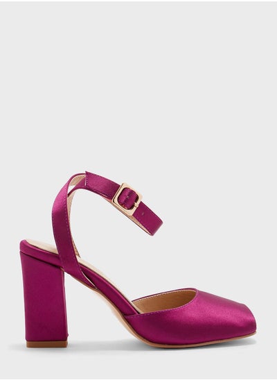 Buy Peep-toe Satin Ankle Strap Pump in Saudi Arabia