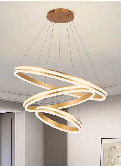 Buy Circular Chandelier Living Room,Big Dia 80cm Triple-layers LED Gold Acrylic Modern 3 Ring Chandelier Light, Adjustable Color Temperature Chandelier 3 Lamp Ring in UAE