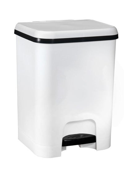 Buy Trash Bin with Pedal 20 L White Spanish in Saudi Arabia