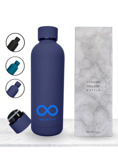 Buy Stainless Steel Water Bottle, Double Wall Vacuum Insulated Flask, 500 ML/17 OZ, Leakproof, BPA Free, perfect for kids, school, office, gym and sports (Navy Blue) in UAE