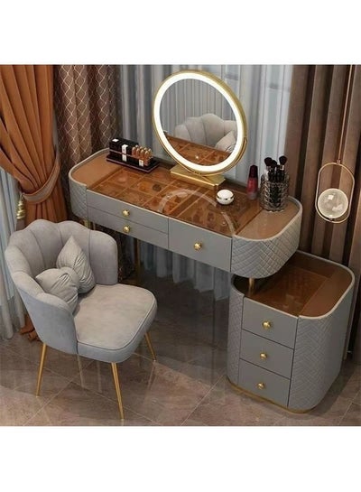 Buy Makeup Vanity Table Dressing Table Flip Mirror With Drawers And Chair 100 CM in UAE