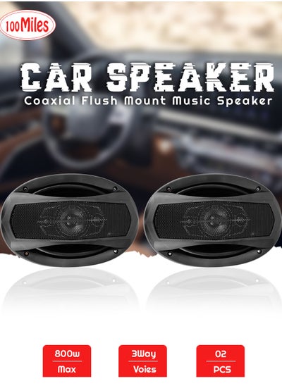 Buy 100 Miles 2 Pcs Car Speaker Set 3-Way Speaker 48W/800W Speaker 6x9" Coaxial Flush Mount Music Speaker in Saudi Arabia