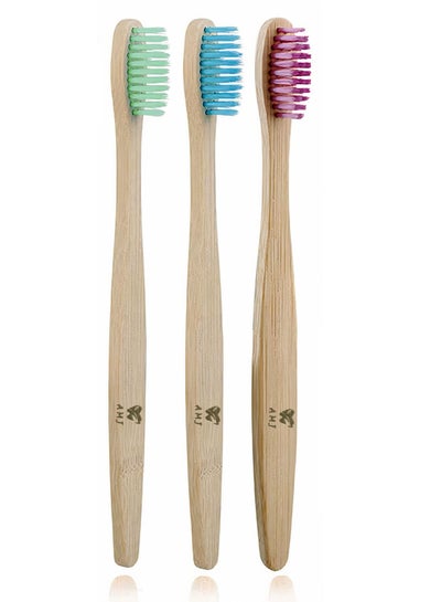Buy Biodegradable Eco-Friendly Natural Bamboo Toothbrushes - 3 Piece (MEDIUM) in UAE