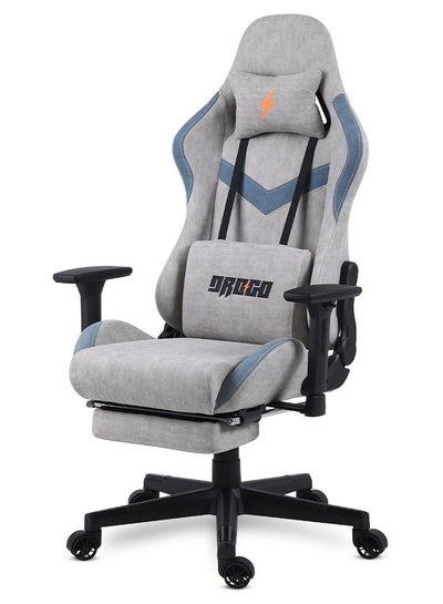 Buy Drogo Ergonomic Gaming Chair with 7 Way adjustable Seat 3D Armrest Fabric Material Desk Chair Head USB Massager Lumbar Pillow Video Games Chair Home Office Chair with Full Recliner Back Footrest Grey in UAE