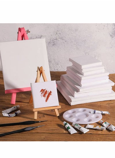 Buy Stretched White Blank Canvas Artist Canvas Board Wood Painting Panel Boards for DIY Drawing  Oils  Painting  Acrylics, 12Pcs 3 Inches 4 Inches 5 Inches 6 Inches，4 of Each in UAE