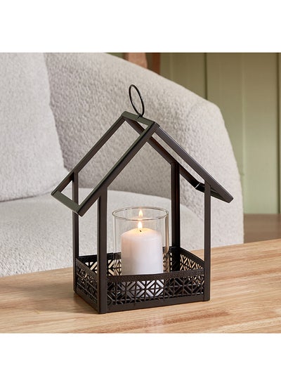 Buy Destan Metal Hut Candleholder with Glass Votive 23 x 26.5 x 12.5 cm in Saudi Arabia