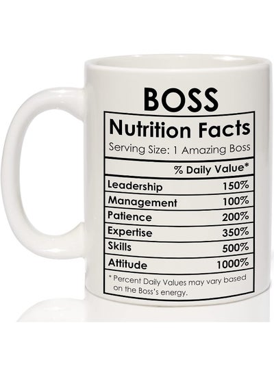 Buy Boss Coffee Mug, Best Boss Birthday Gifts For Women Men Funny, Boss Appreciation Gift, Happy Boss Day Gifts Ideas, Office Boss Lady Mug Gifts, Boss Nutrition Facts Mug By Spoil Your Wall in UAE