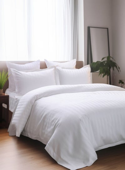 Buy Microfiber Hotel Comforter Sets, Fits 200 cm x 200 cm Size Bed, Duvet Filling Included, 9 Pcs King Size, Hotel Stripe Pattern in Saudi Arabia