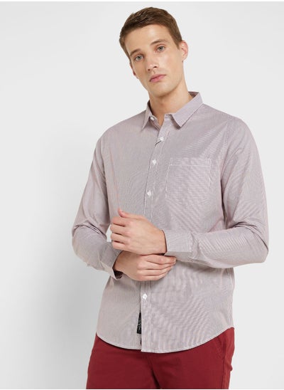 Buy Classic Slim Fit Vertical Striped Pure Cotton Casual Shirt in UAE