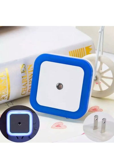 Buy Sensor Night Light Plug-In Square Night Lamp Smart Dusk to Dawn Sensor Lamps Nightlight Energy Saving LED Sensor For Bedroom Toilets Stairs Corridors Children Kids Living Room (Blue) in UAE