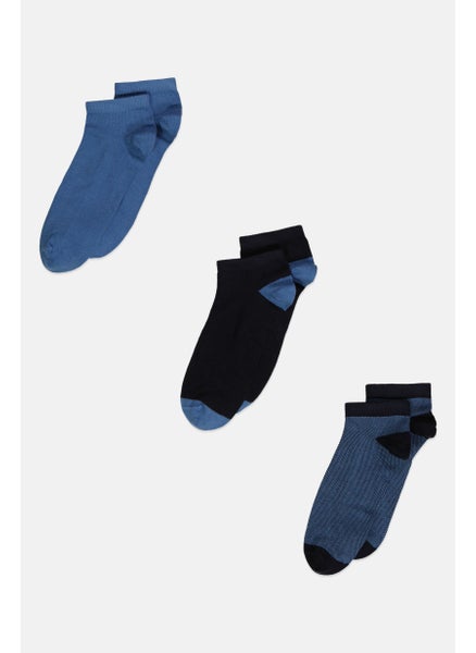 اشتري Men 3 Pair Knitted Ankle Socks, Navy Combo في الامارات