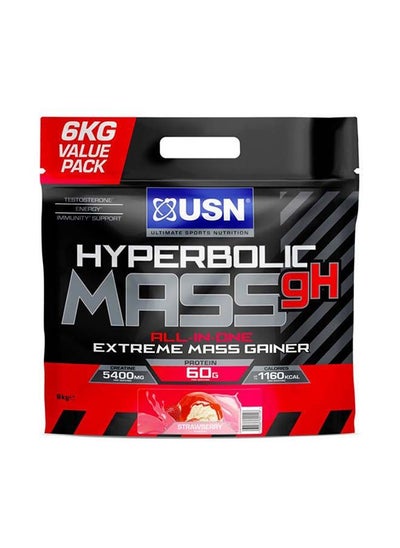 Buy USN Hyperbolic Mass Strawberry 6kg: High Calorie Mass Gainer Protein Powder for Fast Muscle Mass and Weight Gain, With Added Creatine and Vitamins in UAE