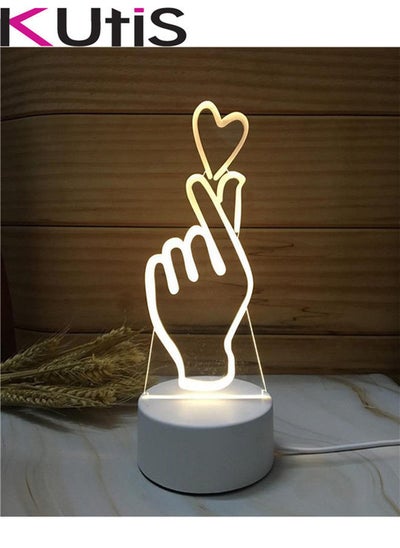 Buy 3D LED Love Optical Illusion Night Lamp Yellow in UAE