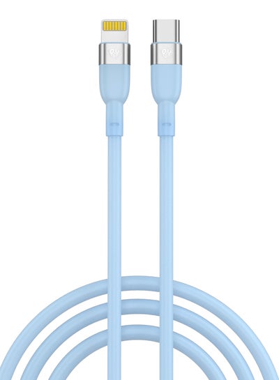Buy USB C-Lightning PD 22W Fast Charging Cable 1m, Silicone Braided 2.4A Charging and Data Transfer Compatible with iPhone, iPad, iPod in UAE
