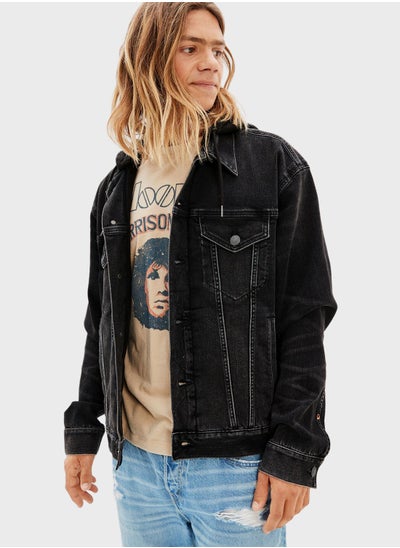 اشتري Mid Wash Hooded Denim Jacket في الامارات