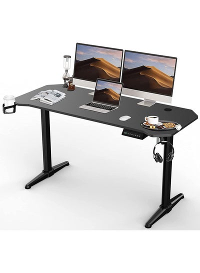 Buy RoyalPolar Sit Stand Home Office Ergonomic Electric Standing Desk Lifting Computer Desk Intelligent Workstation with 4 Height Memory Controller with Headphone Hook 140CM, Black in UAE