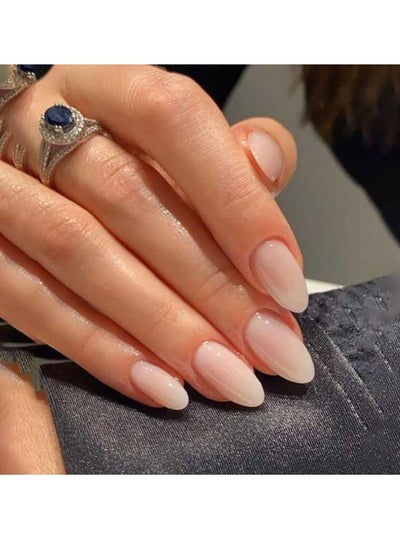 اشتري Press On Nails Medium Almond Solid Color Gradient Glossy 24pcs Press On Nails Medium Natural French Manicure, Fake Acrylic Nails With Glue Kit في الامارات