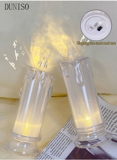 Buy 2-Piece Rechargeable Flameless Candle LED Pillar Candle Wick with Built-in Battery Waterproof Flameless Candle Light White in Saudi Arabia