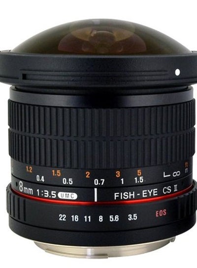 اشتري HD8M-C 8mm f/3.5 HD Fisheye Lens with Removeable Hood for Canon DSLR 8-8mm, Fixed-Non-Zoom Lens,Black في الامارات
